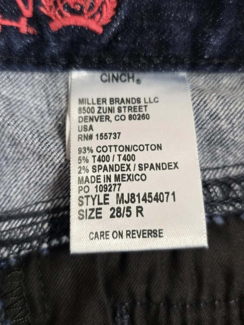 Cinch Lynden Slim Fit Trouser Jeans Dark Rinse Wash 28/5 R
